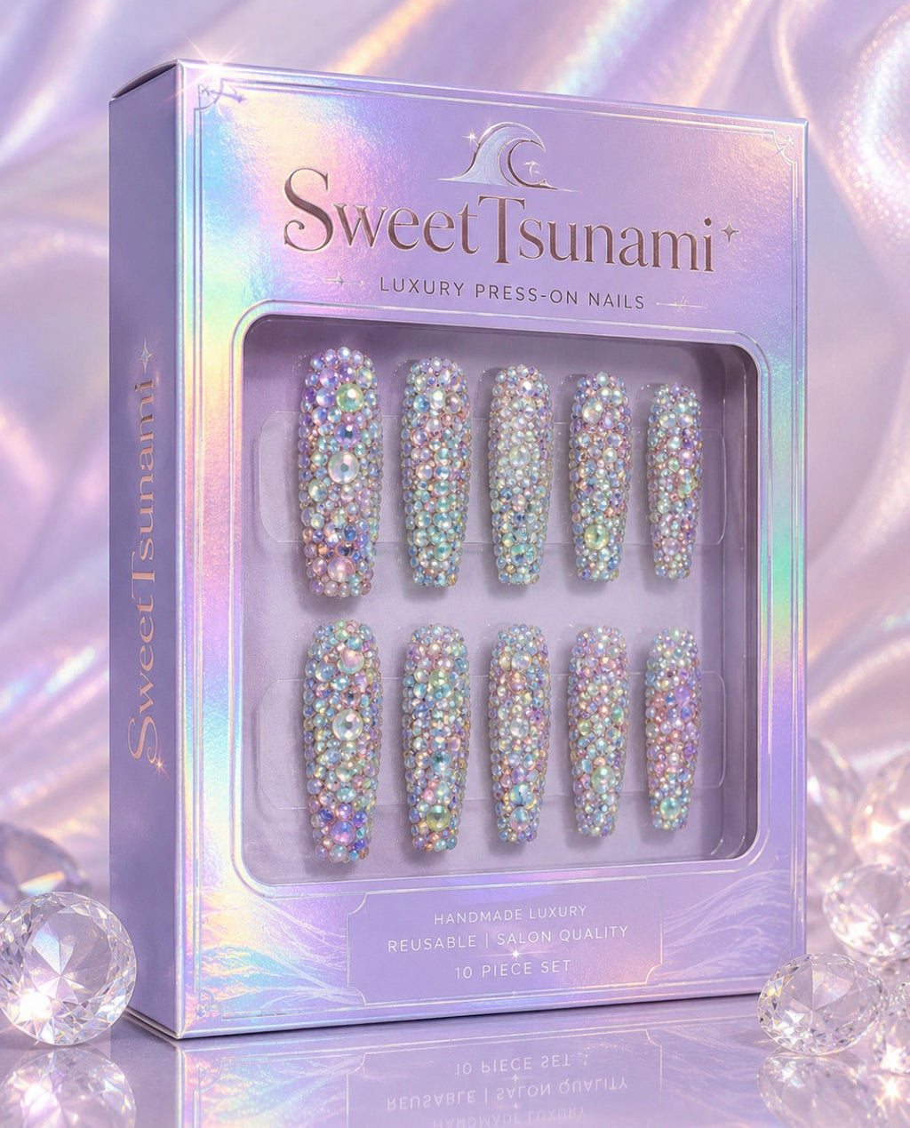 Crystal Tsunami Luxury Rhinestone Press-On Nails