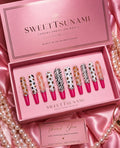 Pink Safari Luxury Press-On Nails | Hot Pink Leopard Zebra Rhinestone Coffin Nails