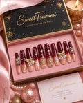 Crimson Snowfall Luxury Press-On Nails