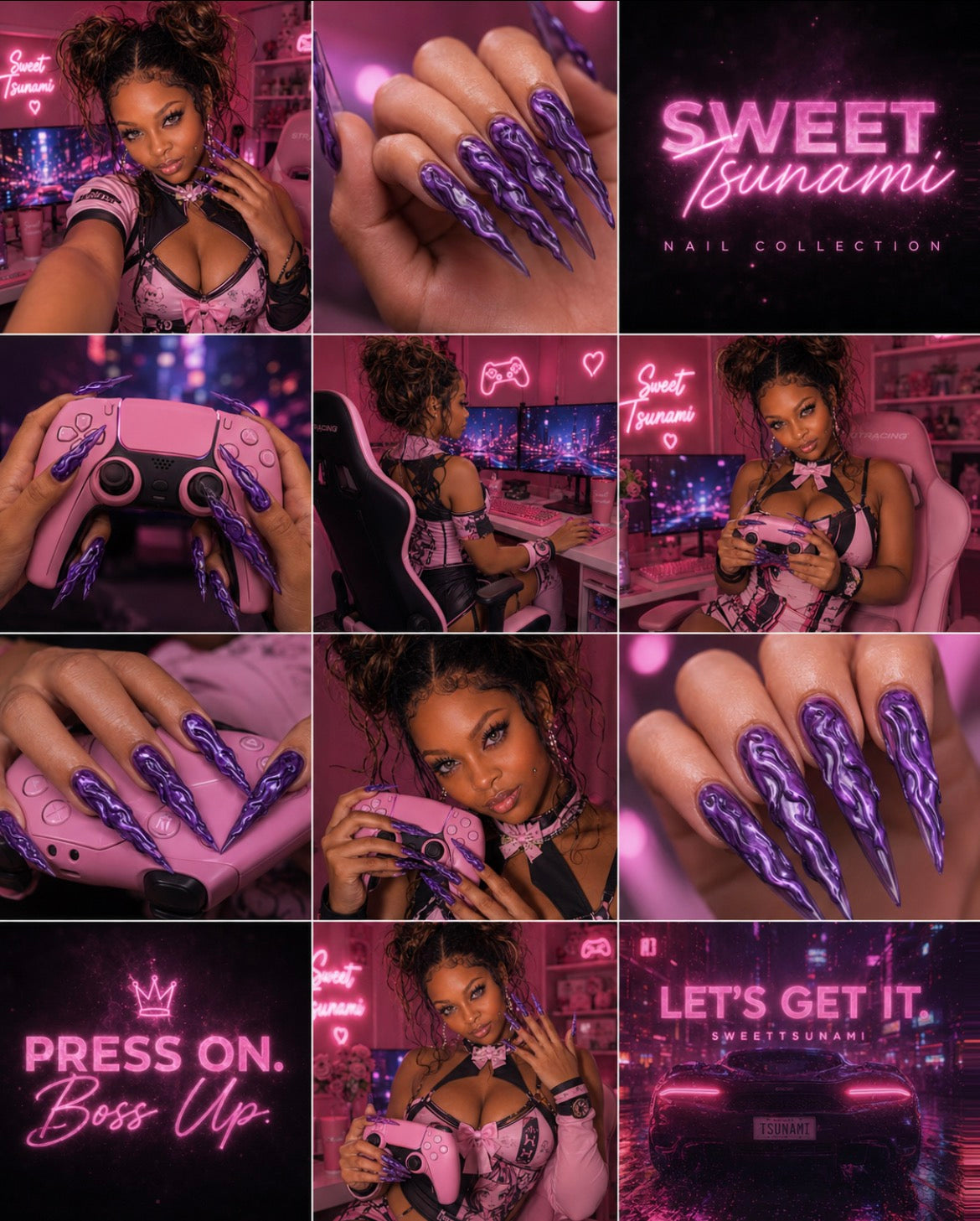 Violet Venom Devil Claw Press-On Nails